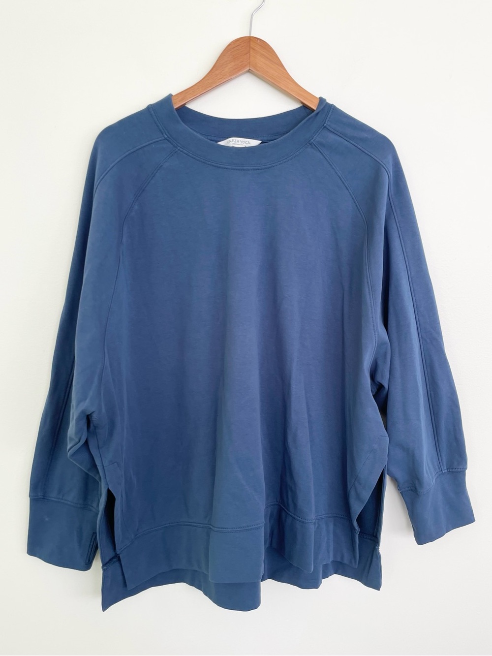Earth Yoga Relaxed Fit Oversized Crew Neck Pullover Sweatshirt in Blue XL